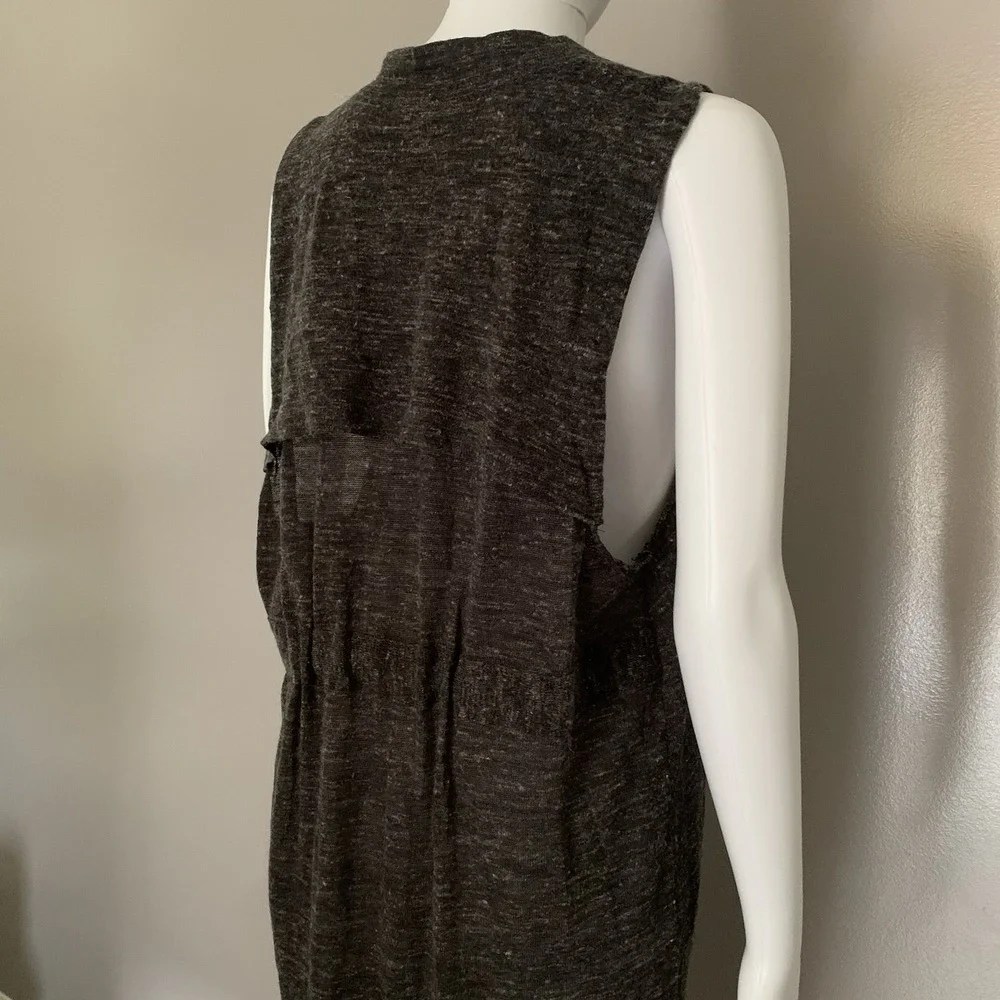 Free People Long Cardigan SWEATER VEST SHIRT‎ TOP Duster Trench Knit Grey SZ-M